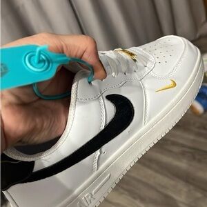 Nike Air White Black Gold Sneakers